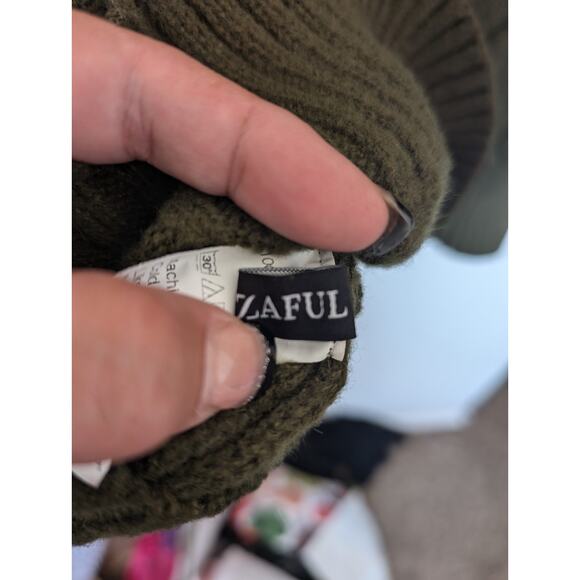 Cable Knit Olive Green Sweater. Fisherman core, Heritage, Cabincore. Zaful (XL) - Picture 7 of 9